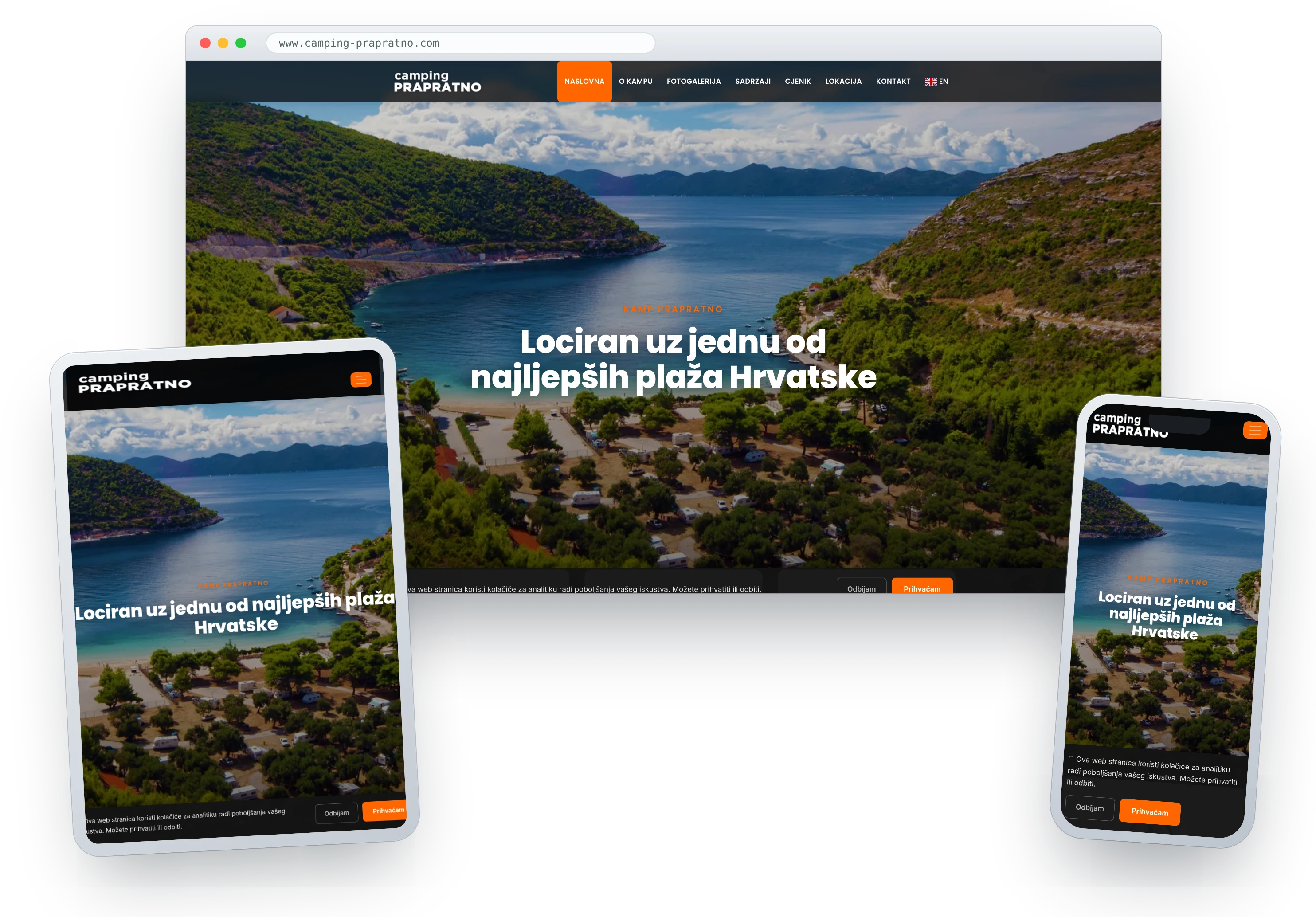 Izrada web stranice autokampa Prapratno, Pelješac