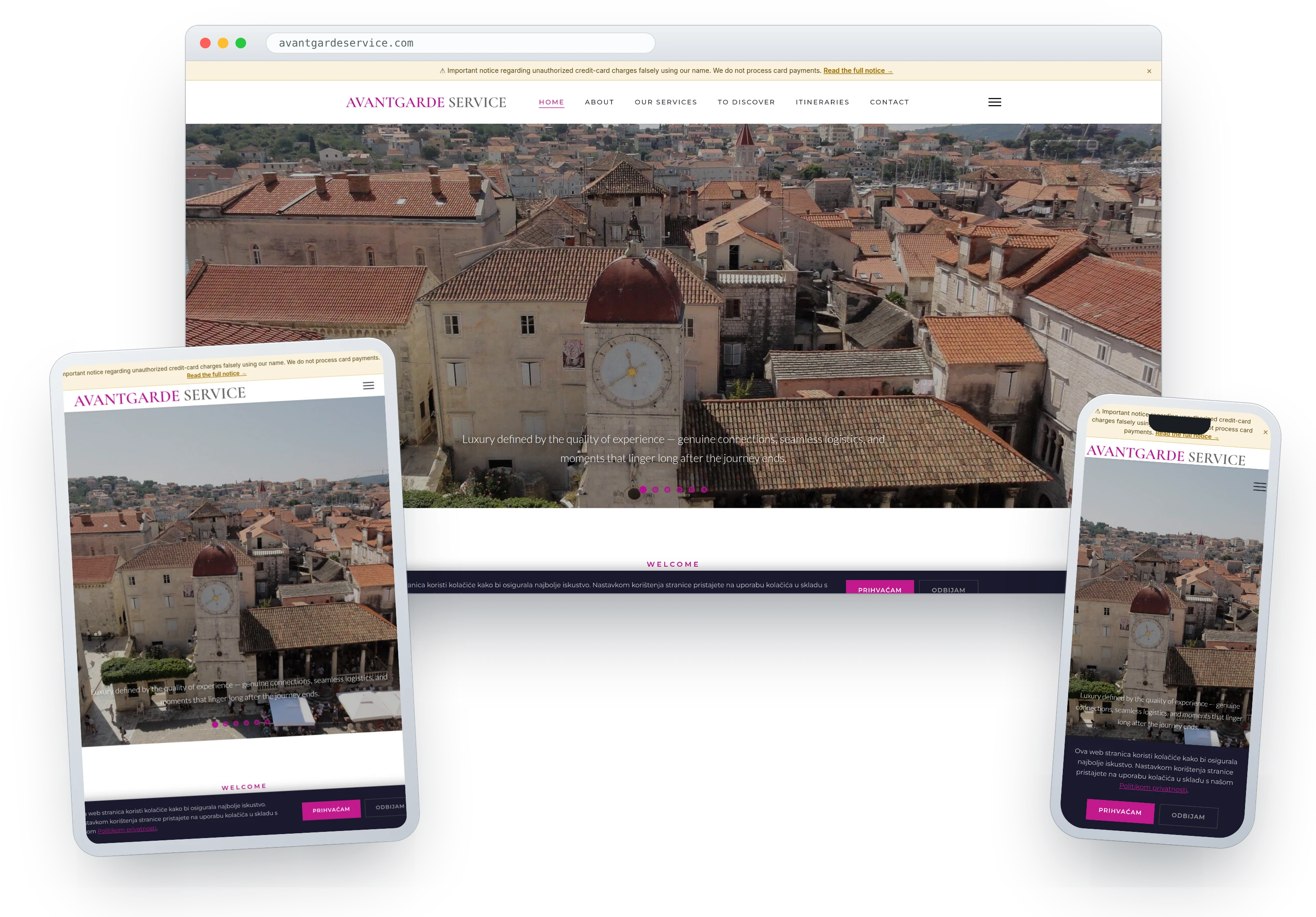 Izrada web stranice putničke agencije Avantgarde Service, Dubrovnik