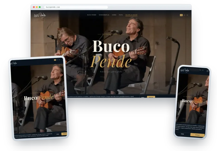 Izrada web stranice — Buco Pende, dubrovački kantautor i slikar