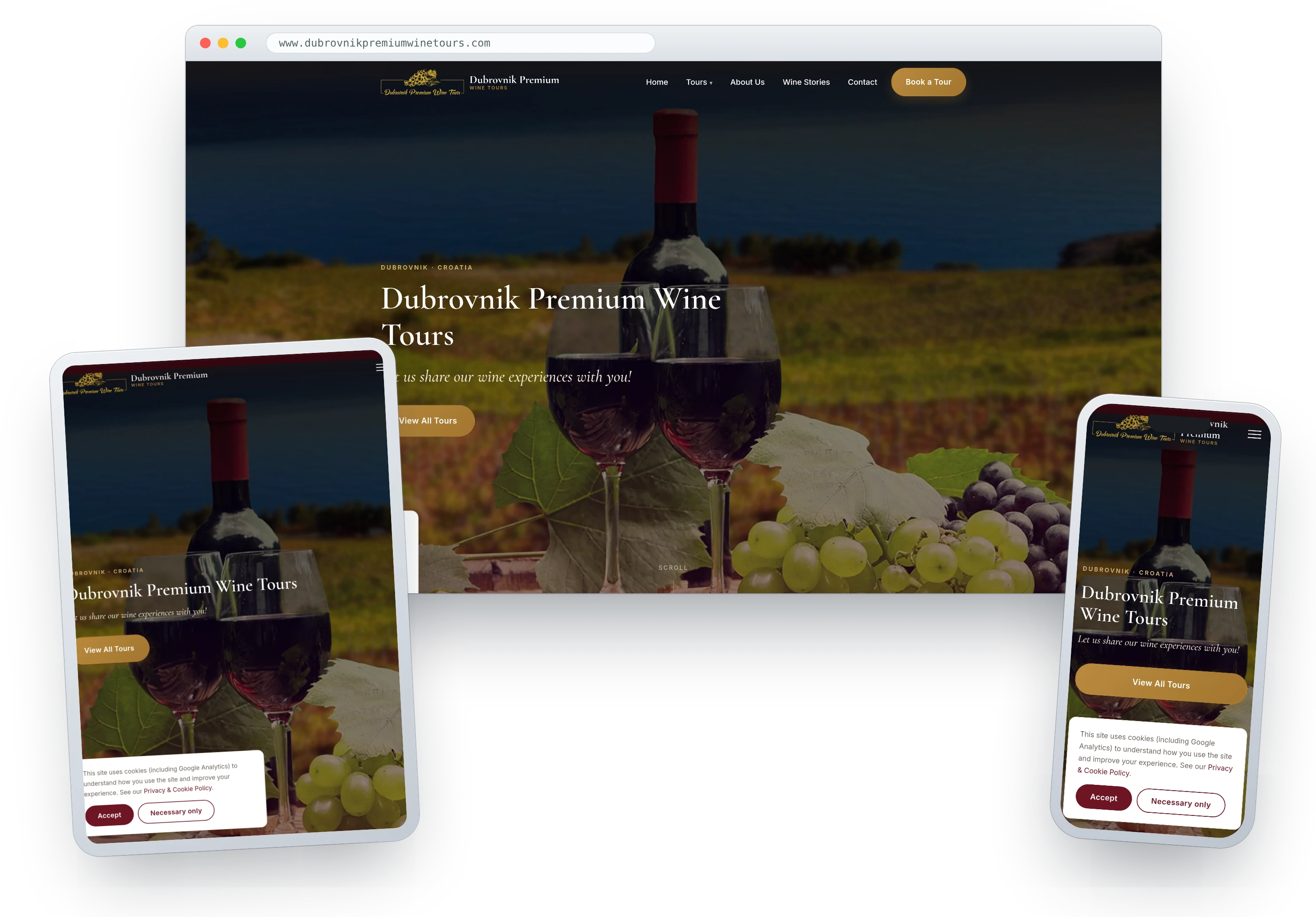 WordPress web za premium vinske ture — Dubrovnik Premium Wine Tours