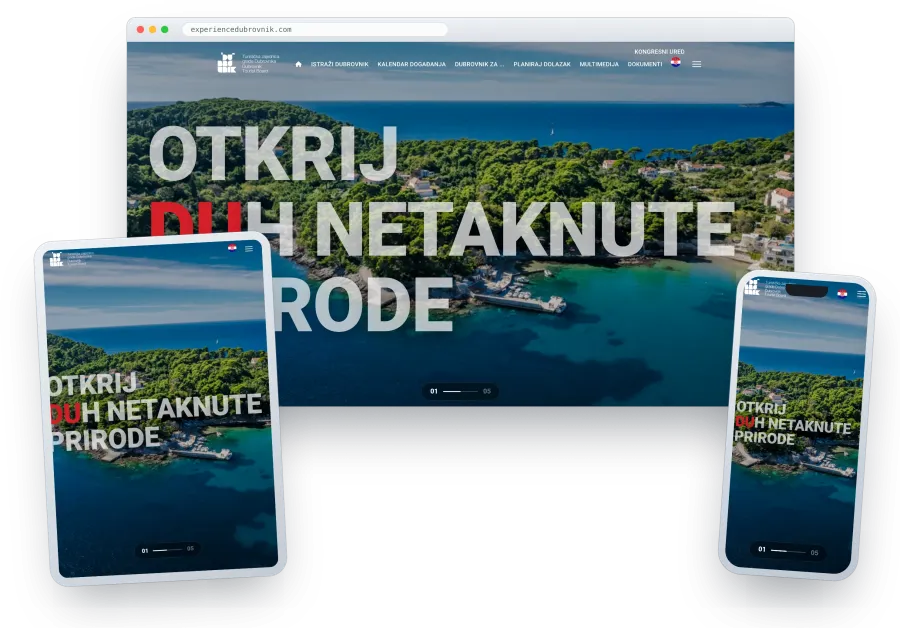 Web Turističke zajednice Grada Dubrovnika s kalendarom događanja i portalom za organizatore — Experience Dubrovnik