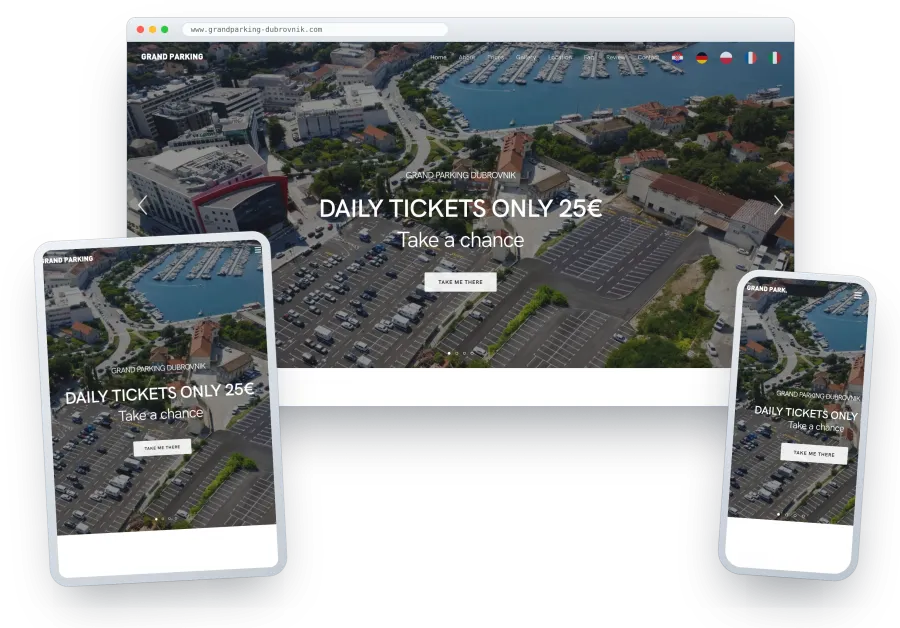 Izrada web stranice parkirališta Grand Parking, Dubrovnik
