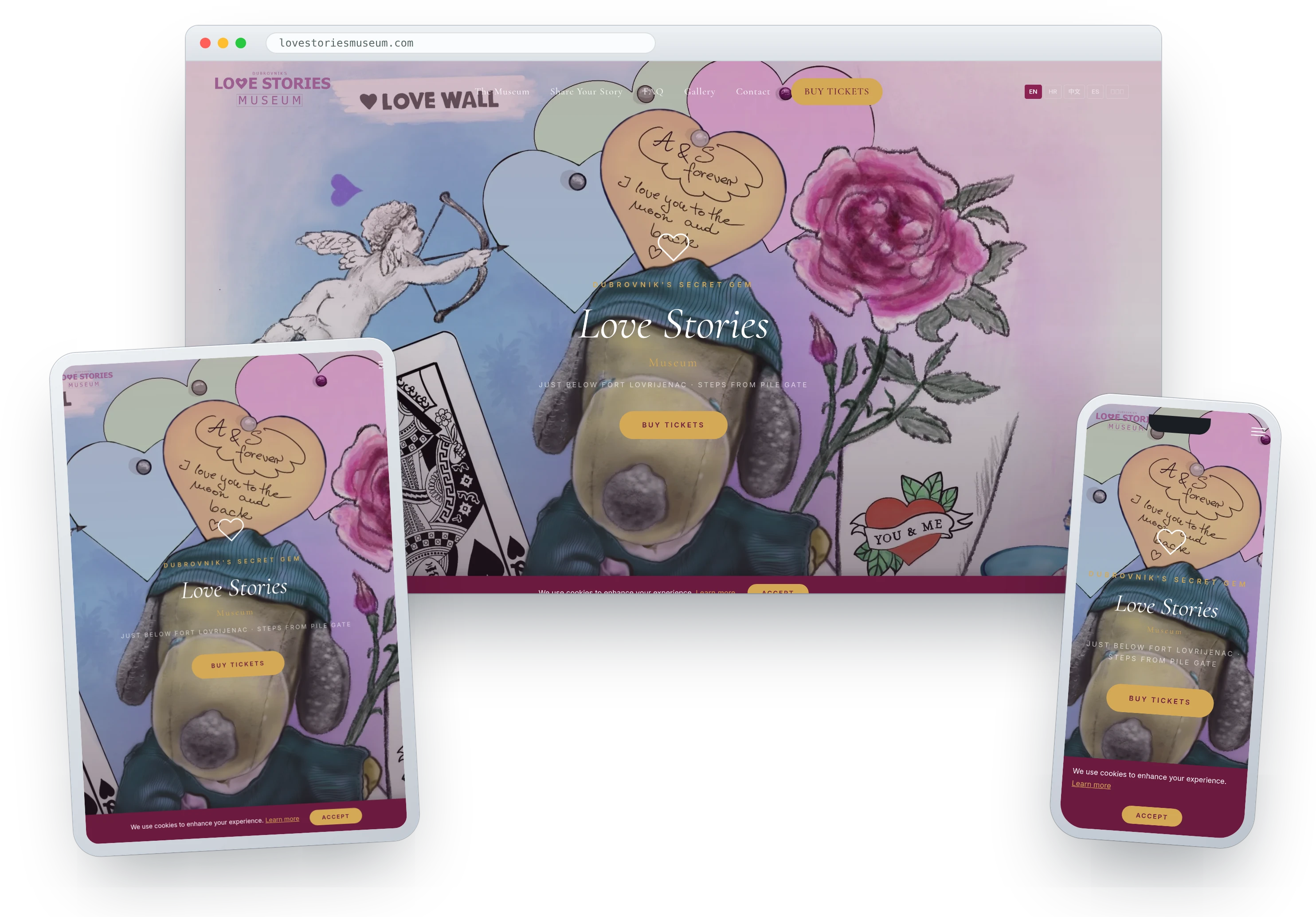 Izrada web stranice s online prodajom ulaznica — Love Stories Museum, Dubrovnik