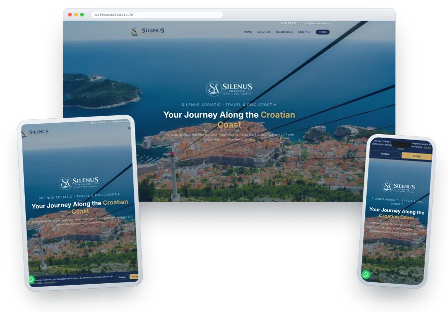 Izrada web stranice s admin sustavom i Stripe plaćanjem — Silenus Adriatic privatni transferi, Dubrovnik
