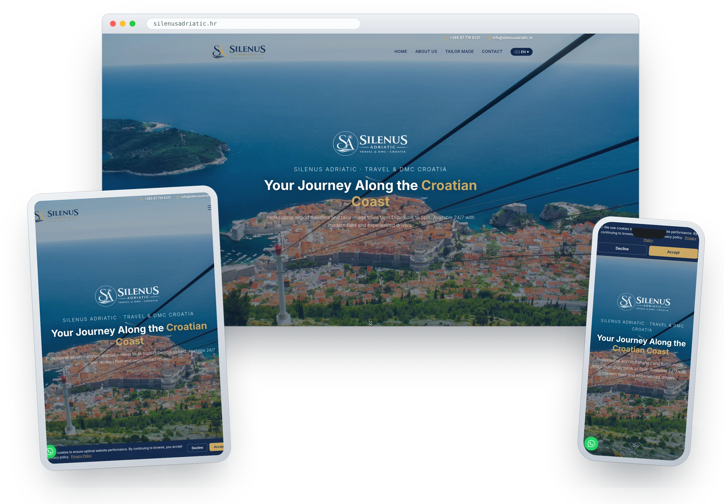 Izrada web stranice s admin sustavom i Stripe plaćanjem — Silenus Adriatic privatni transferi, Dubrovnik