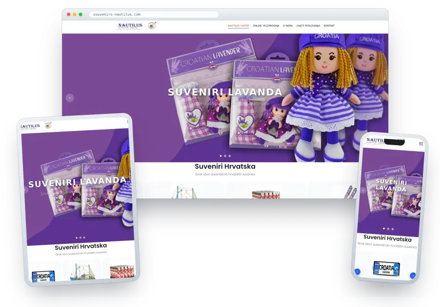 Izrada web stranice veleprodaje suvenira Nautilus, Cavtat