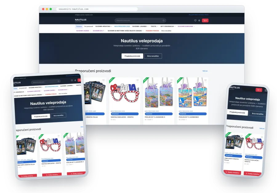 Izrada B2B veleprodajnog webshopa suvenira Nautilus, Cavtat