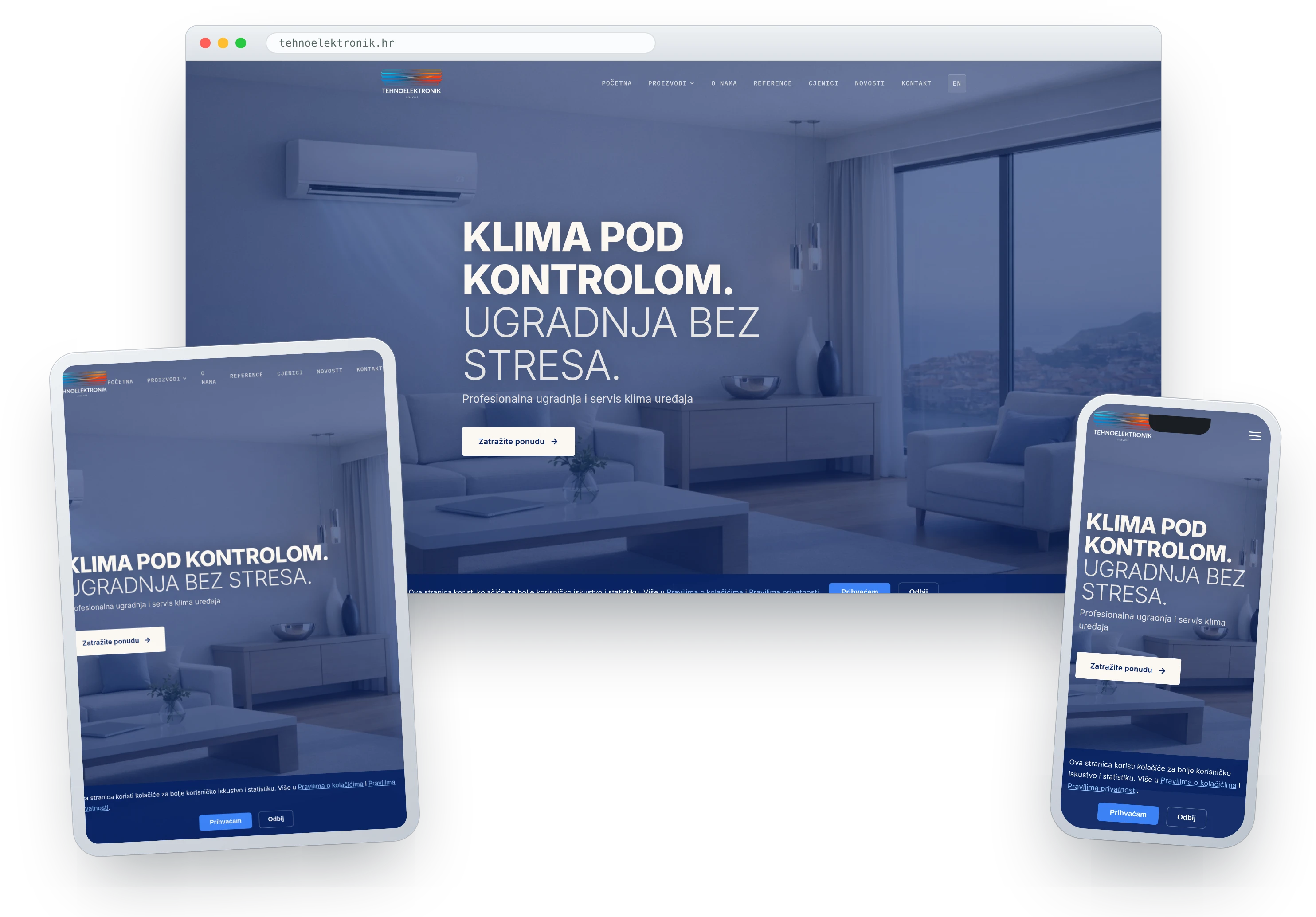 Izrada web stranice s admin sustavom i kalkulatorom klima — Tehnoelektronik, Dubrovnik