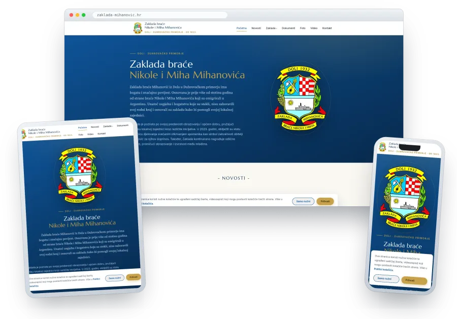 Izrada web stranice zaklade — Zaklada Mihanović